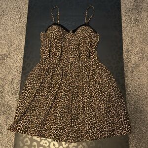 Leopard Print Mini Dress - Size L